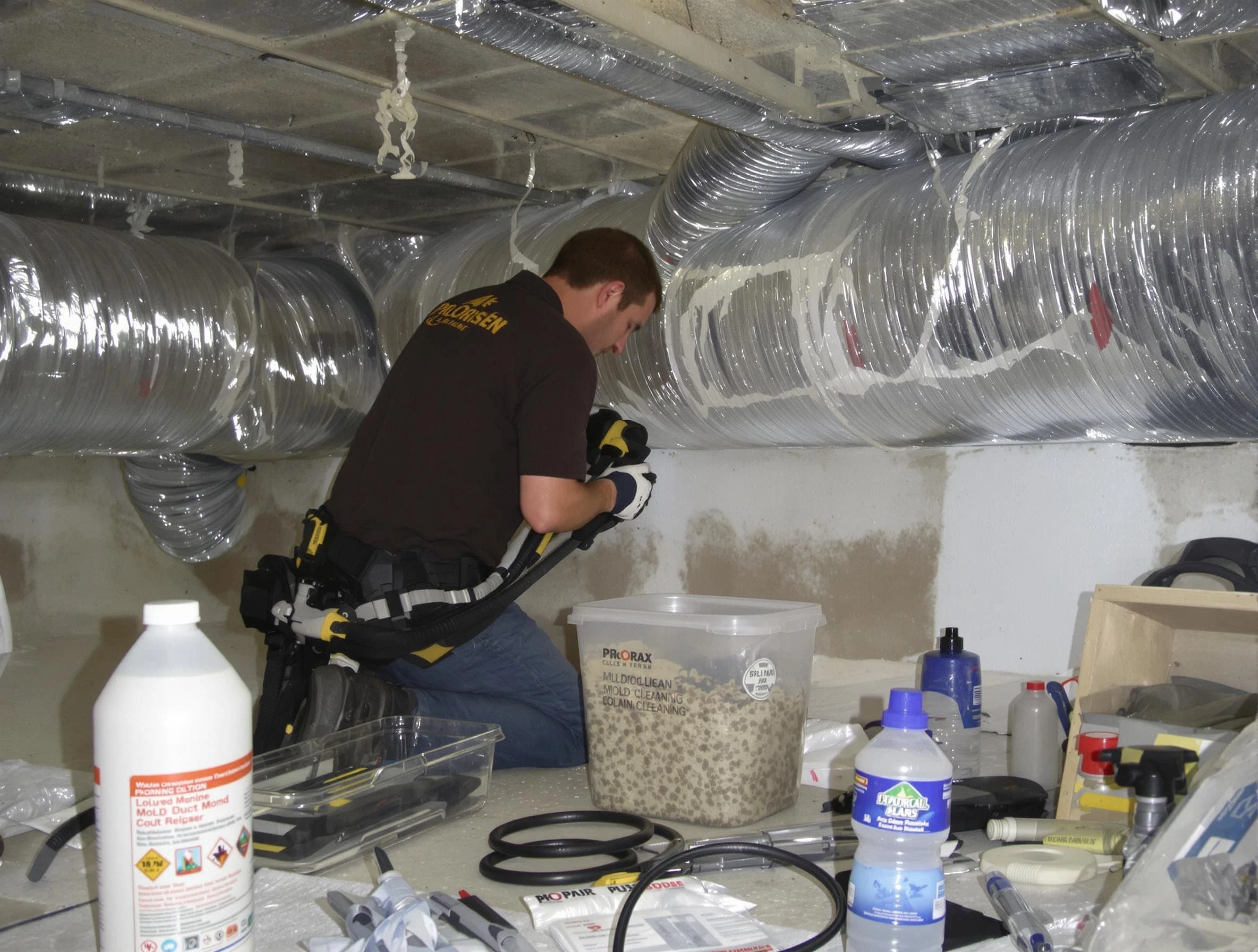 Loganville Air Duct Cleaning specialist performing professional mold removal from air ducts in Loganville