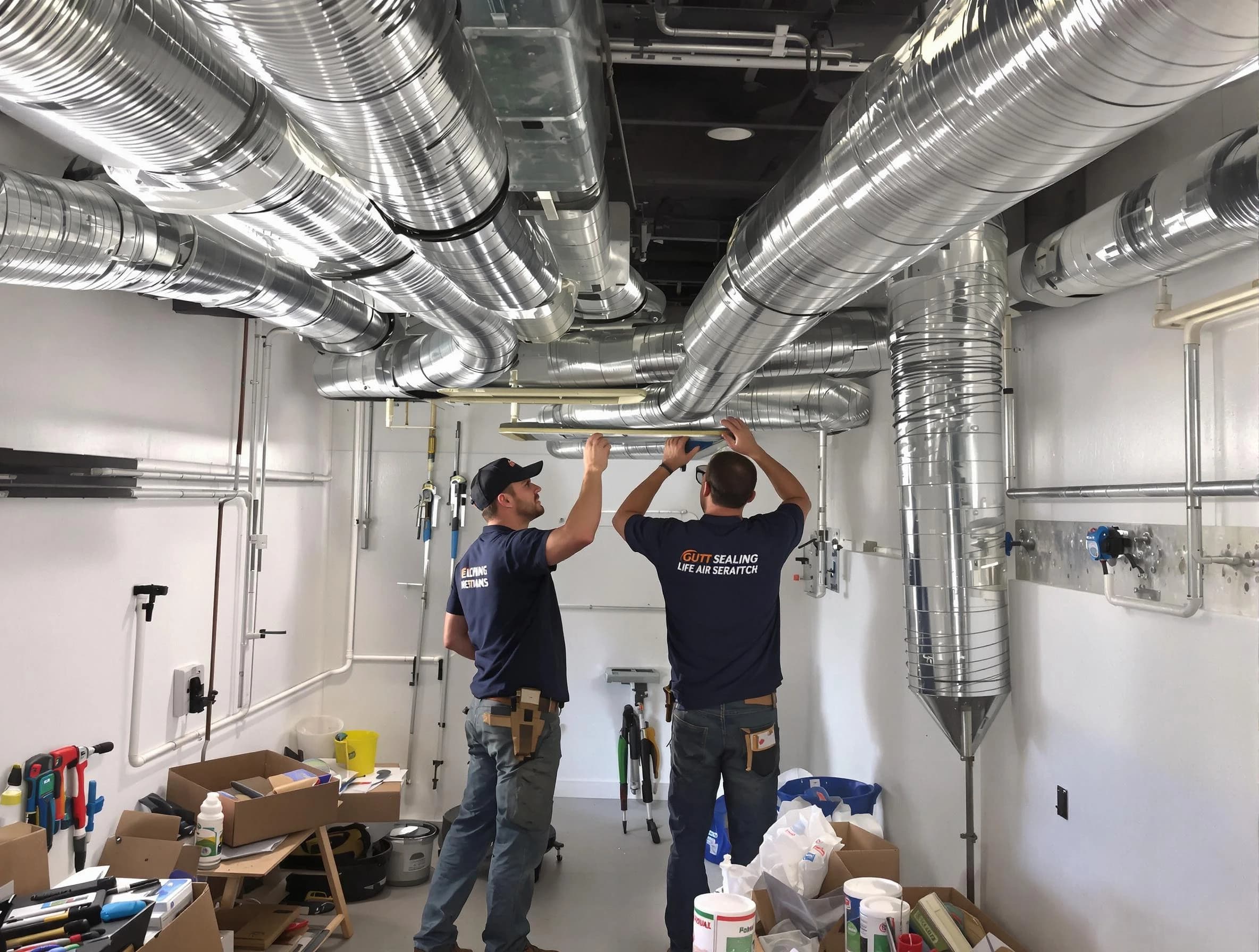 Loganville Air Duct Cleaning technician applying professional duct sealing solutions in Loganville