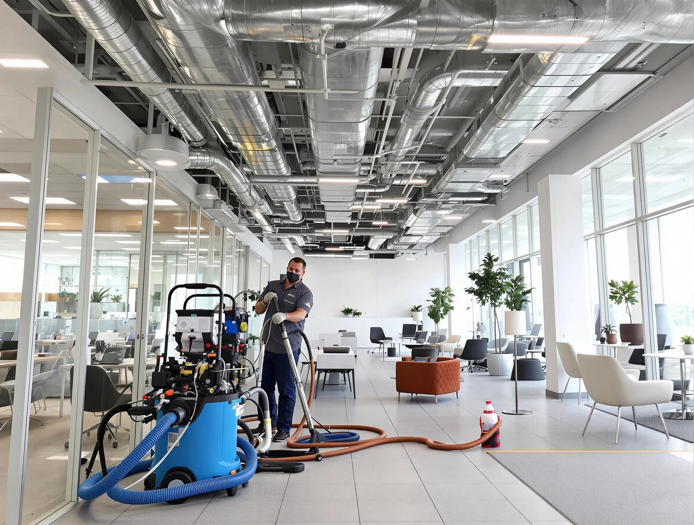Loganville Air Duct Cleaning team conducting comprehensive commercial duct cleaning at a business location in Loganville