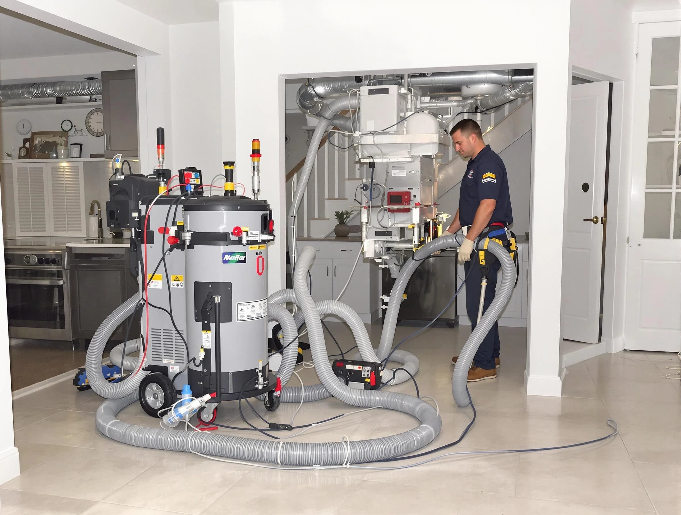 Loganville Air Duct Cleaning technician operating negative pressure cleaning equipment for thorough duct maintenance in Loganville