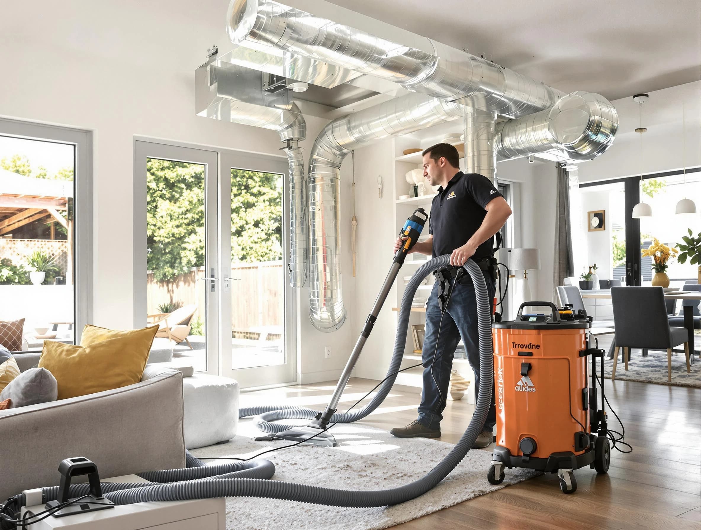 Loganville Air Duct Cleaning specialist performing thorough residential duct cleaning using advanced equipment in Loganville