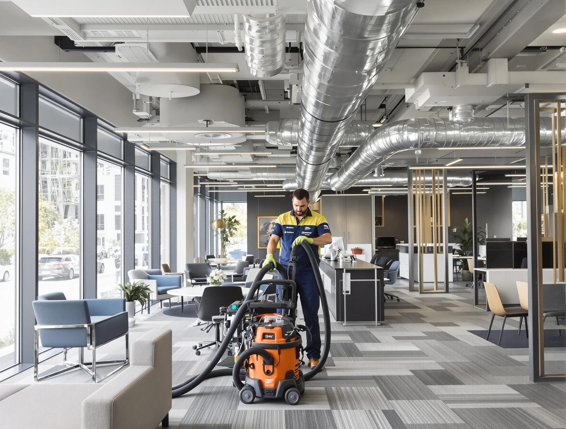 Loganville Air Duct Cleaning team performing thorough commercial duct cleaning at a Loganville business center